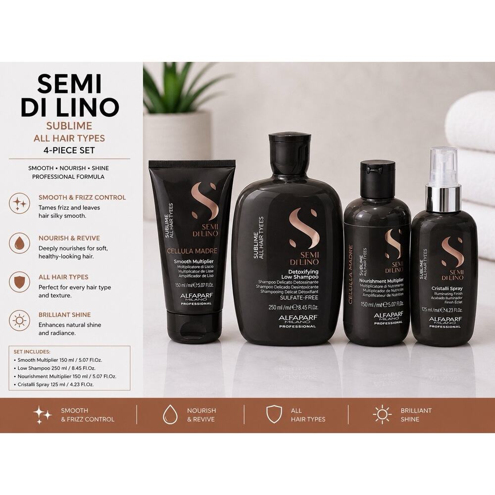 Alfaparf Semi Di Lino Sublime Hair Care Set Shampoo Spray Multipliers